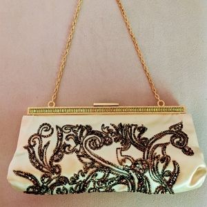 Valentino green beaded convertible clutch evening bag with Swarovski crystals